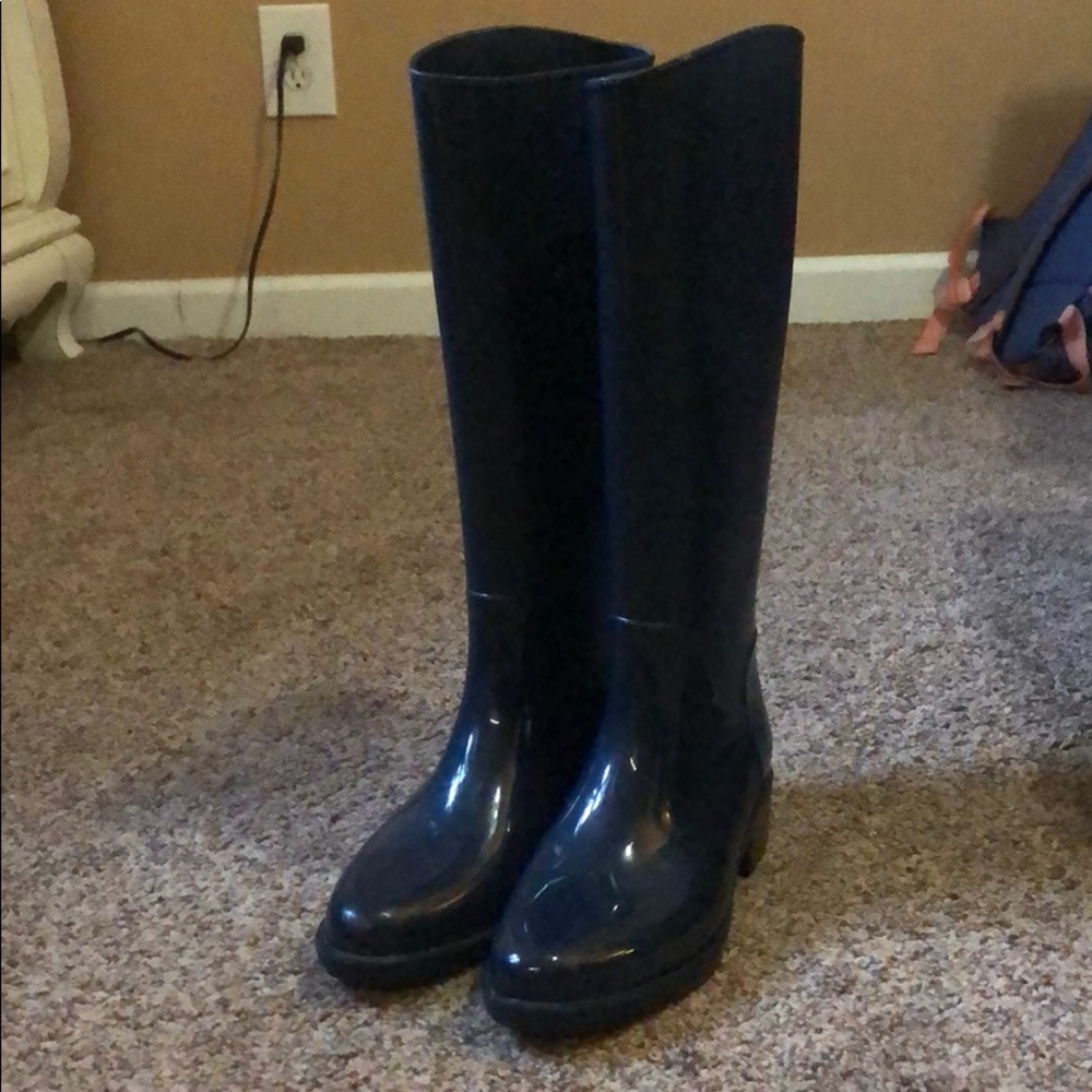 Navy blue rain boots